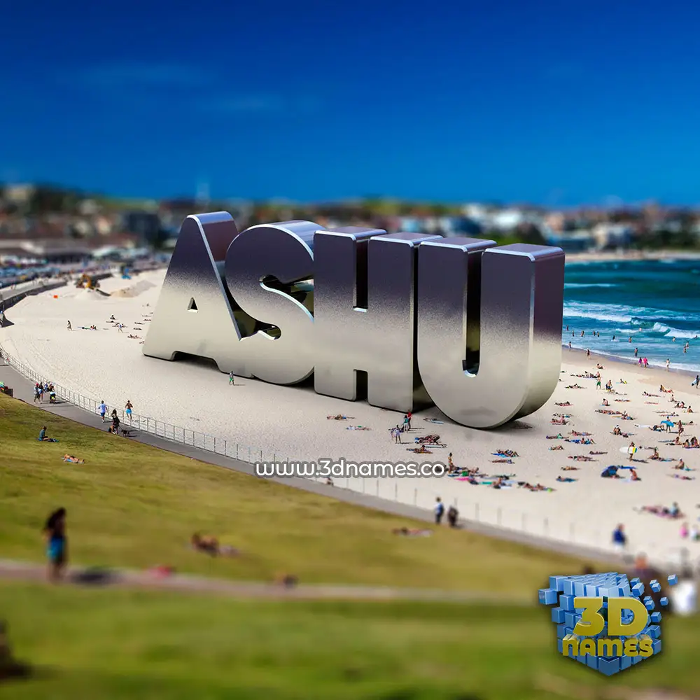 ashu in Bondi Beach style - 3D name wallpaper