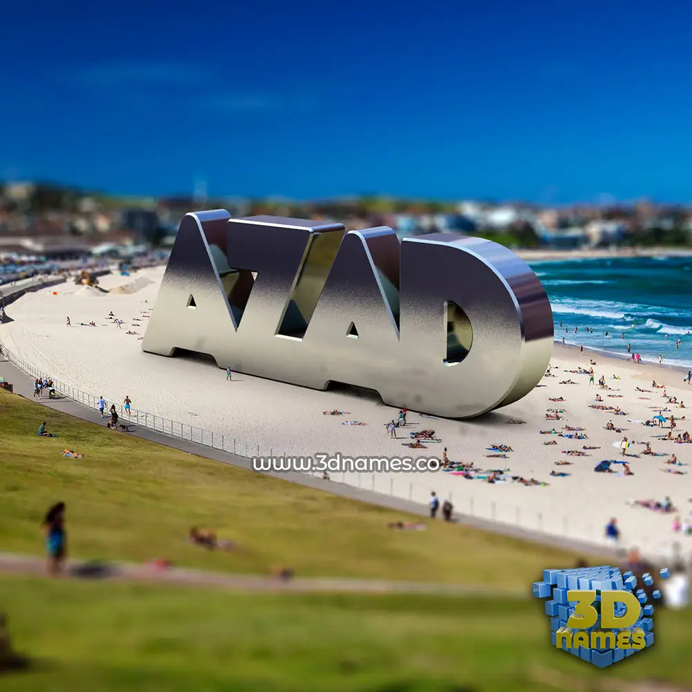 azad in Bondi Beach style - 3D name wallpaper