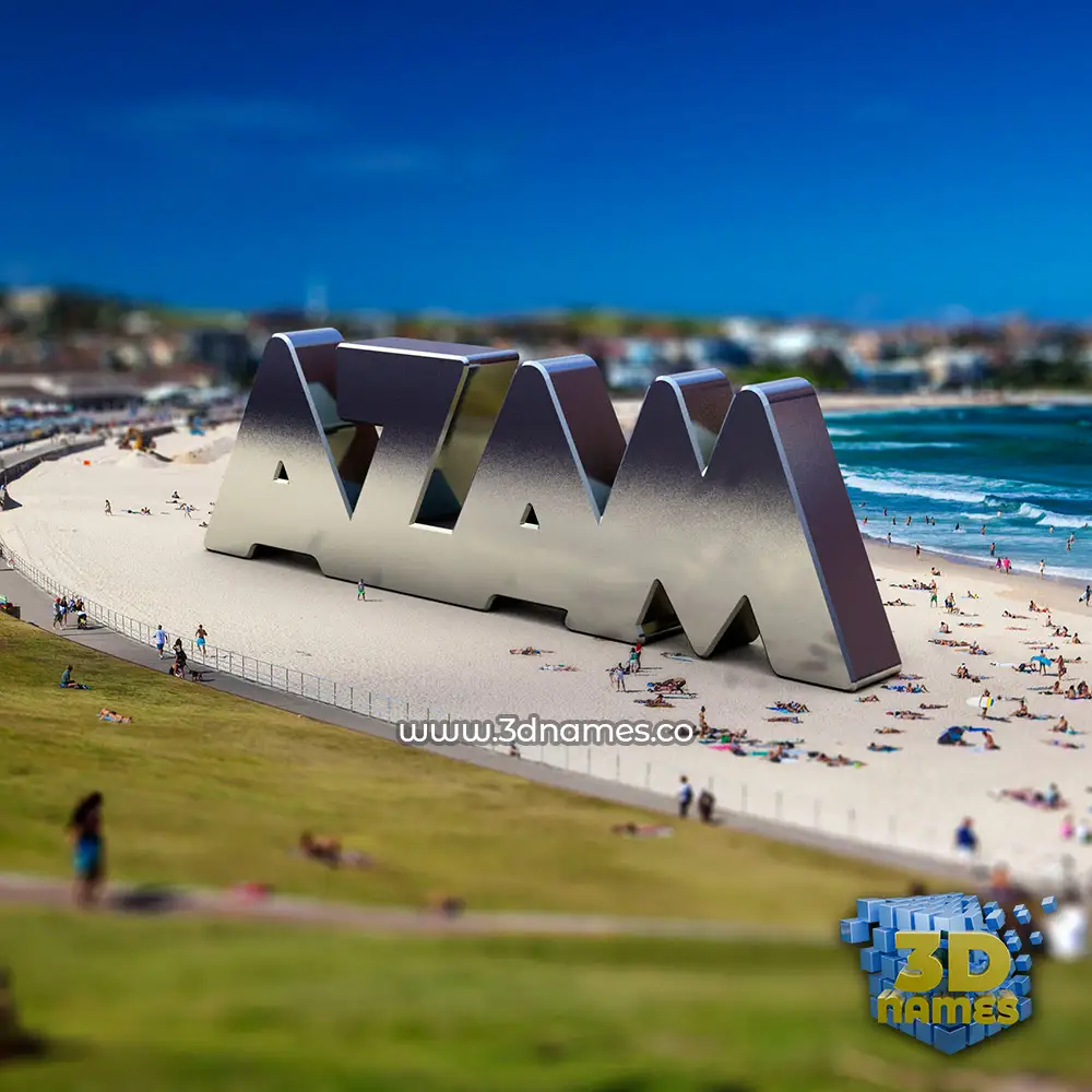 azam in Bondi Beach style - 3D name wallpaper