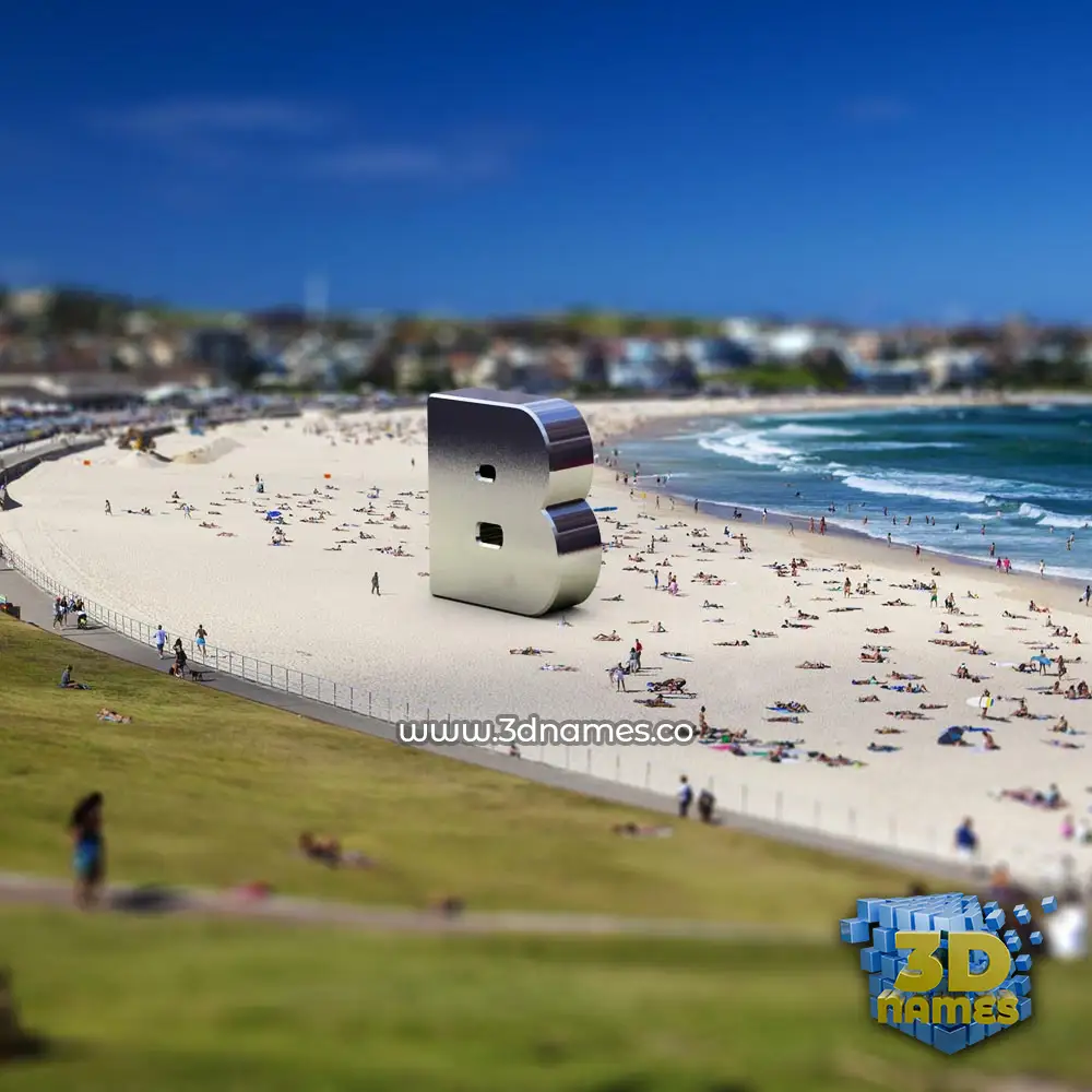 b in Bondi Beach style - 3D name wallpaper