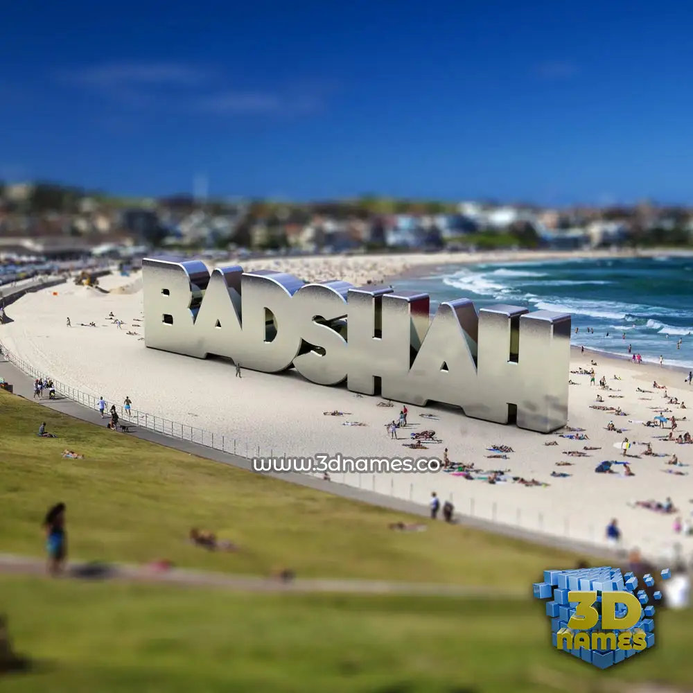 badshah in Bondi Beach style - 3D name wallpaper