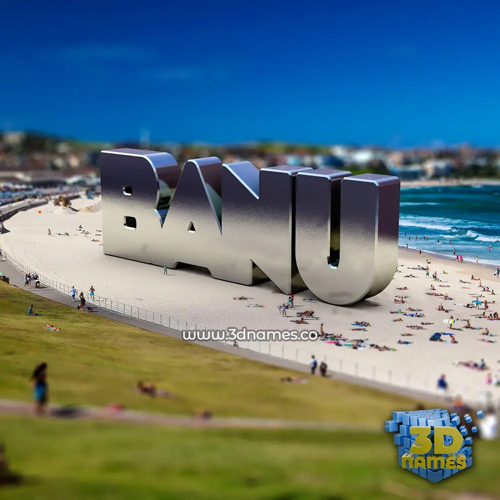 banu in Bondi Beach style - 3D name wallpaper