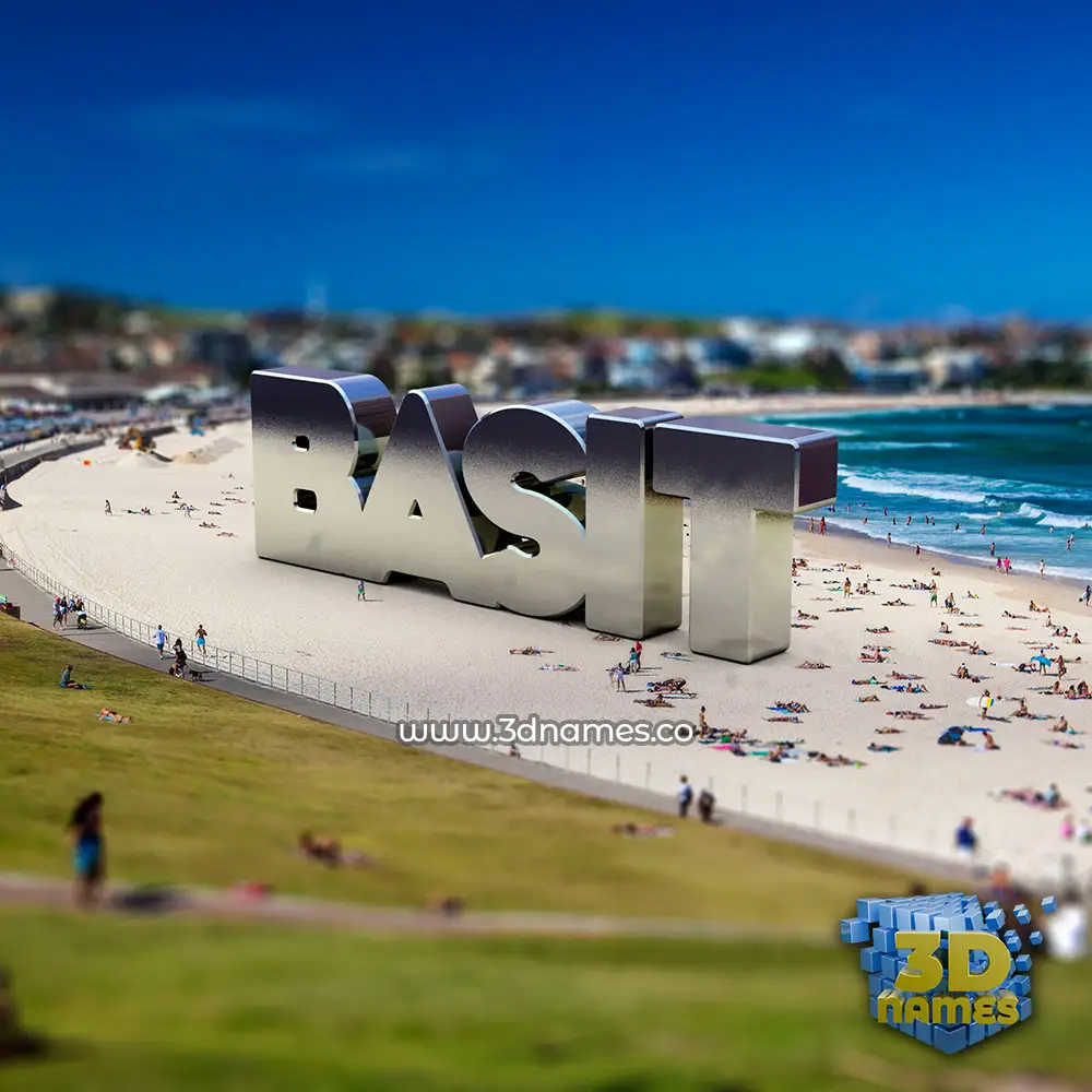 basit in Bondi Beach style - 3D name wallpaper