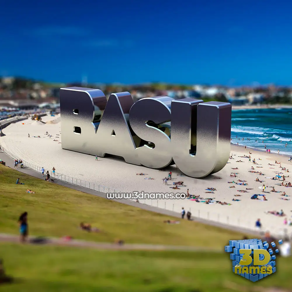 basu in Bondi Beach style - 3D name wallpaper