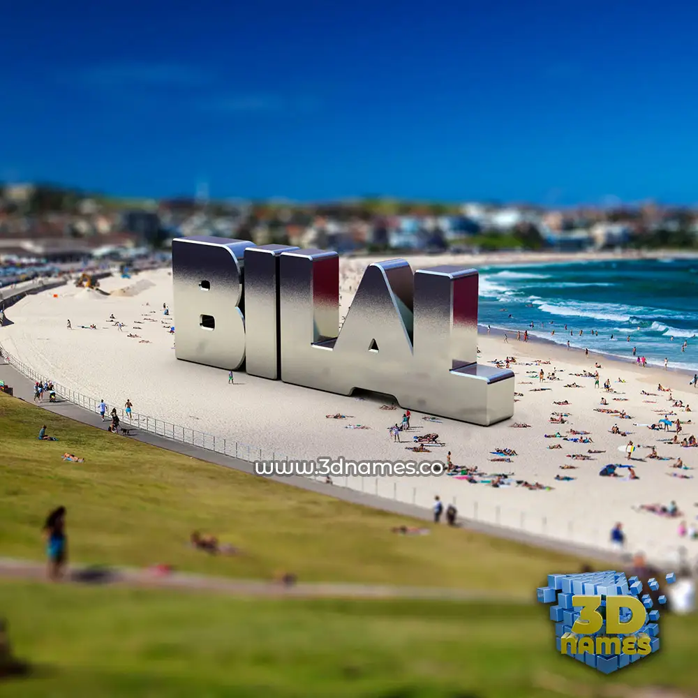 bilal in Bondi Beach style - 3D name wallpaper