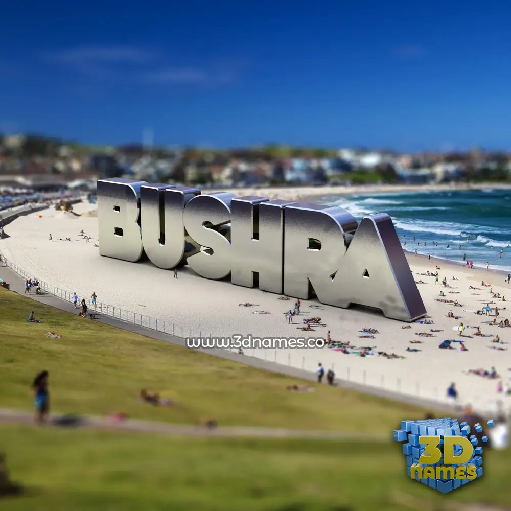bushra in Bondi Beach style - 3D name wallpaper