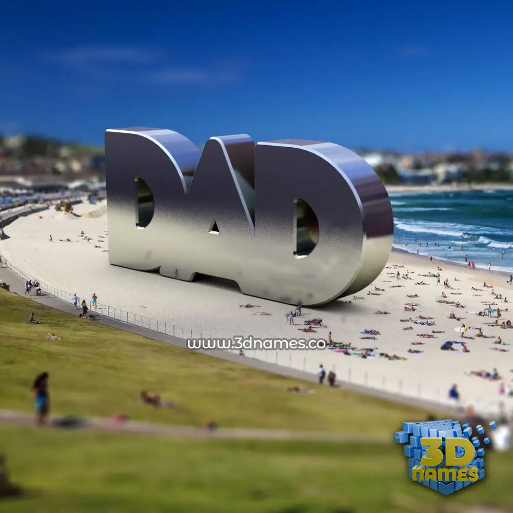 dad in Bondi Beach style - 3D name wallpaper
