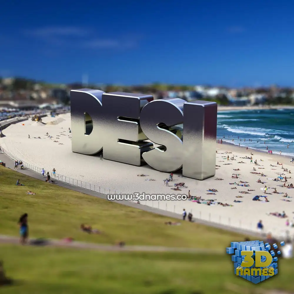 desi in Bondi Beach style - 3D name wallpaper