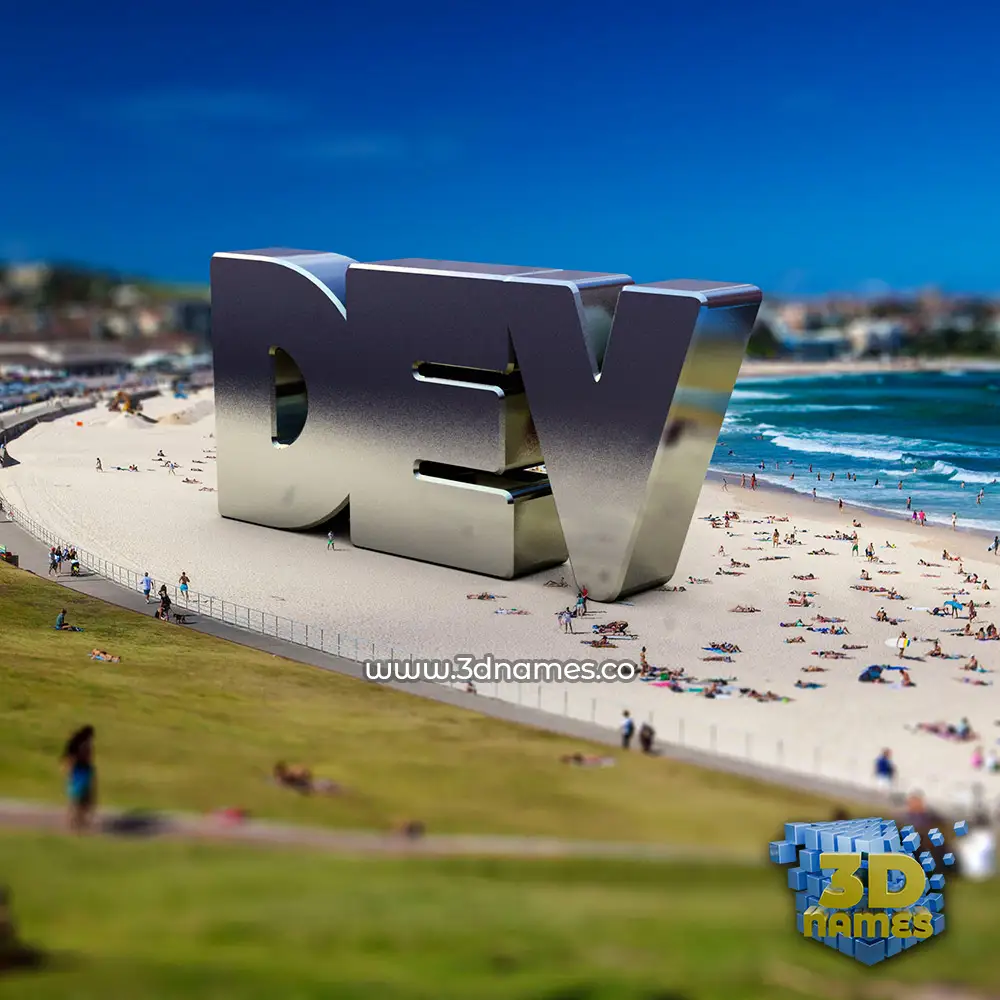 dev in Bondi Beach style - 3D name wallpaper