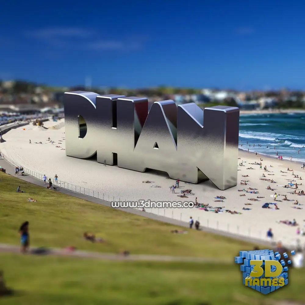 dhan in Bondi Beach style - 3D name wallpaper