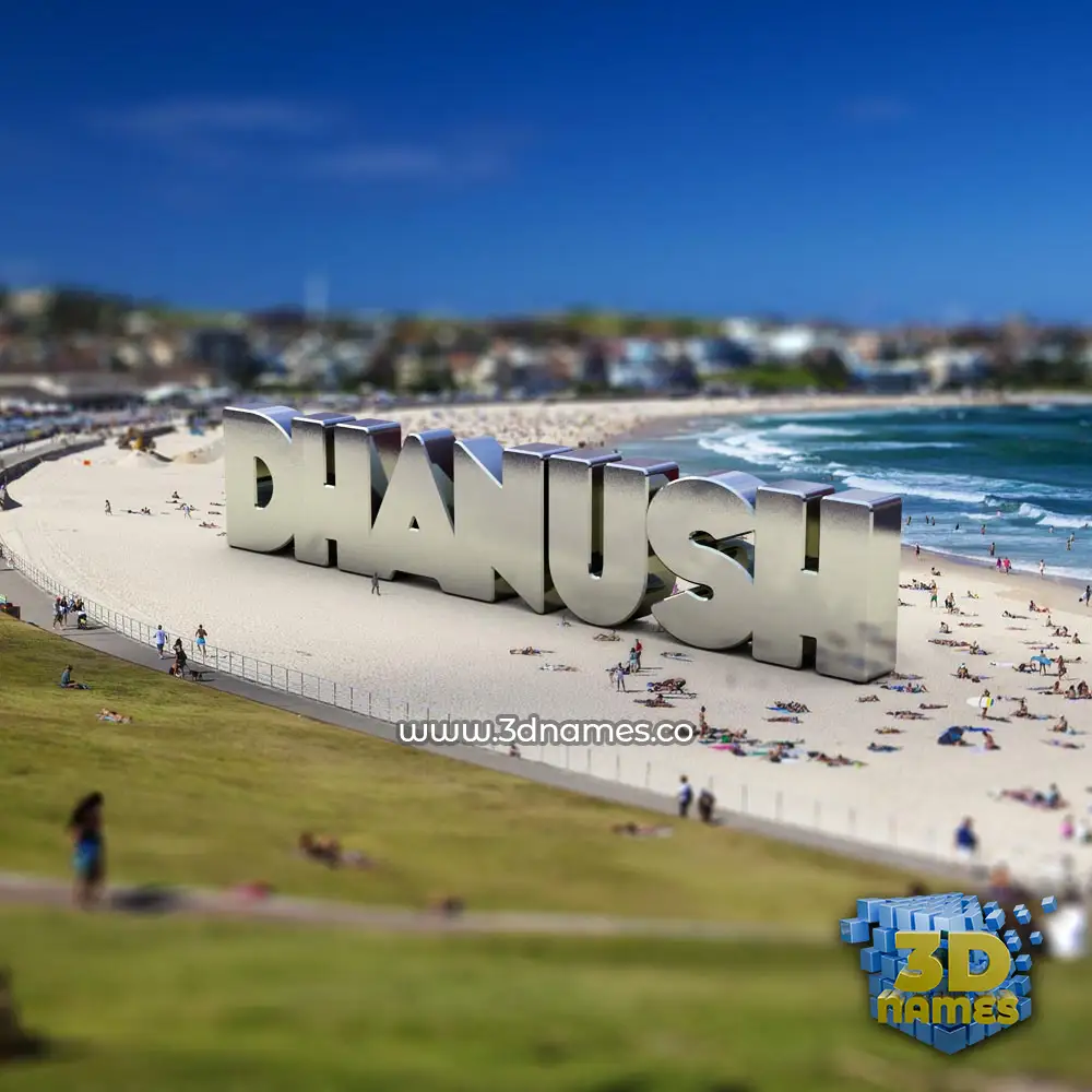 dhanush in Bondi Beach style - 3D name wallpaper