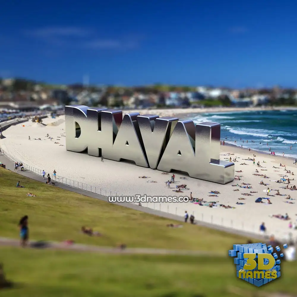 dhaval in Bondi Beach style - 3D name wallpaper