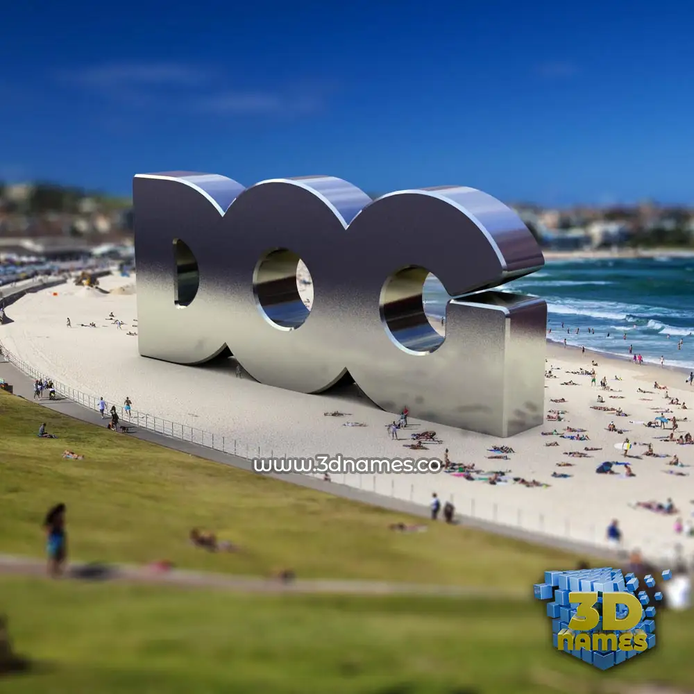 dog in Bondi Beach style - 3D name wallpaper