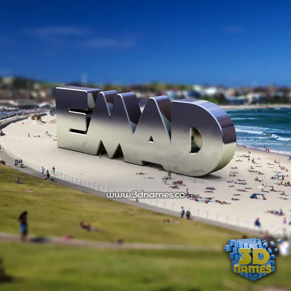 emad in Bondi Beach style - 3D name wallpaper