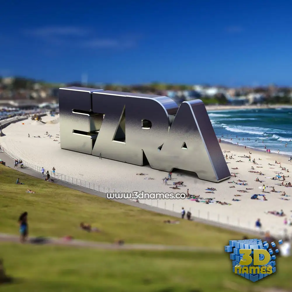 ezra in Bondi Beach style - 3D name wallpaper