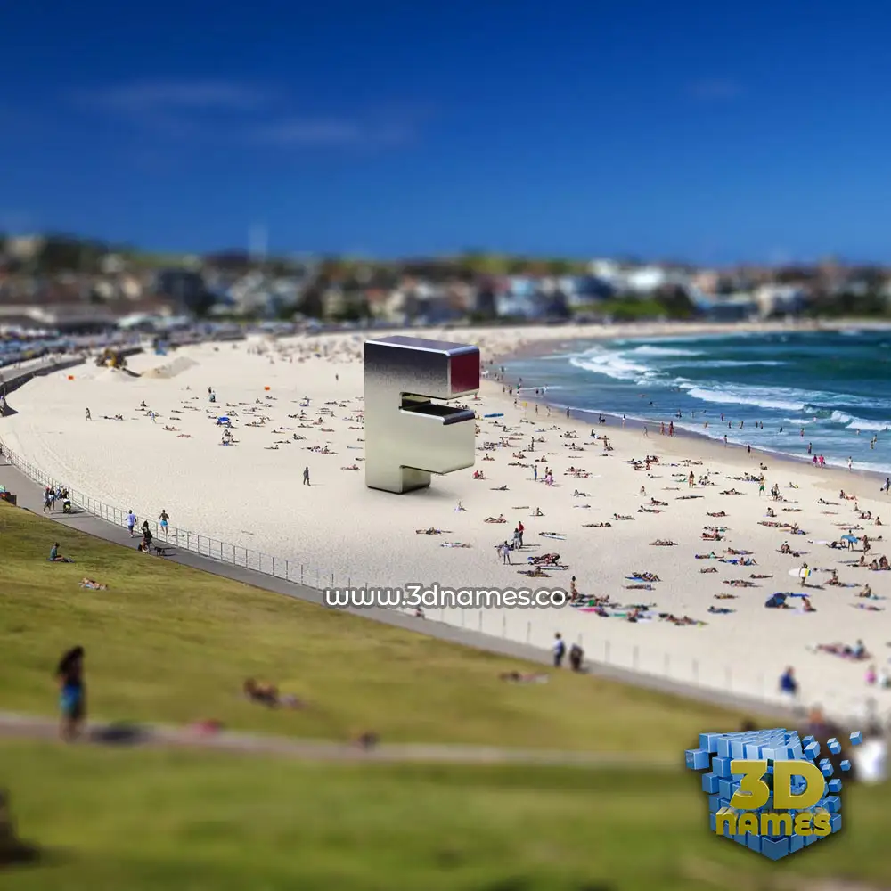 f in Bondi Beach style - 3D name wallpaper
