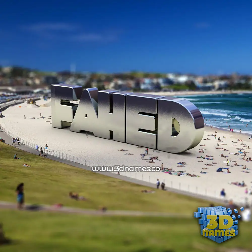 fahed in Bondi Beach style - 3D name wallpaper