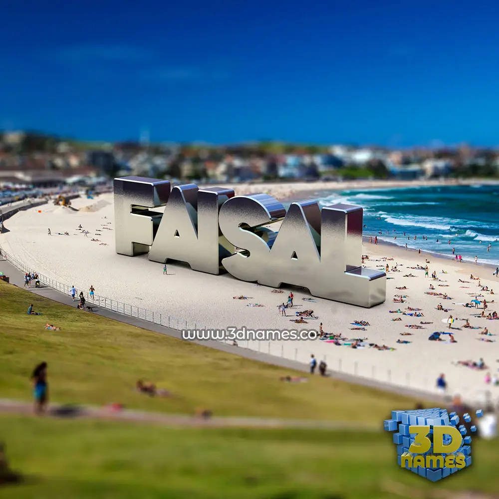 faisal in Bondi Beach style - 3D name wallpaper