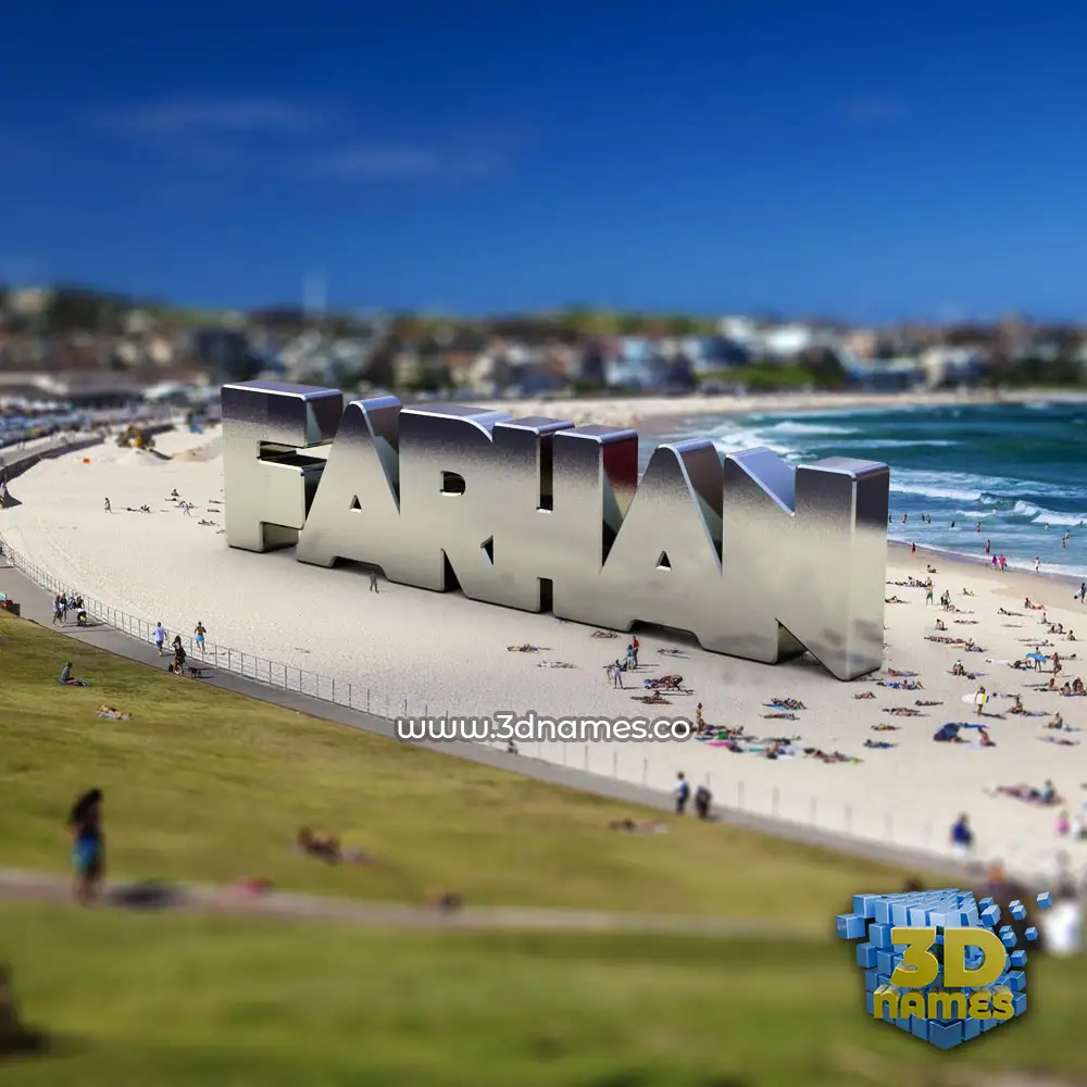 farhan in Bondi Beach style - 3D name wallpaper