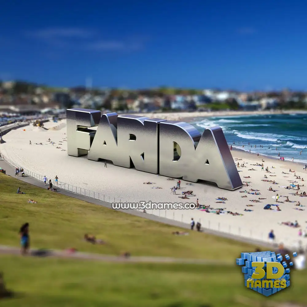 farida in Bondi Beach style - 3D name wallpaper