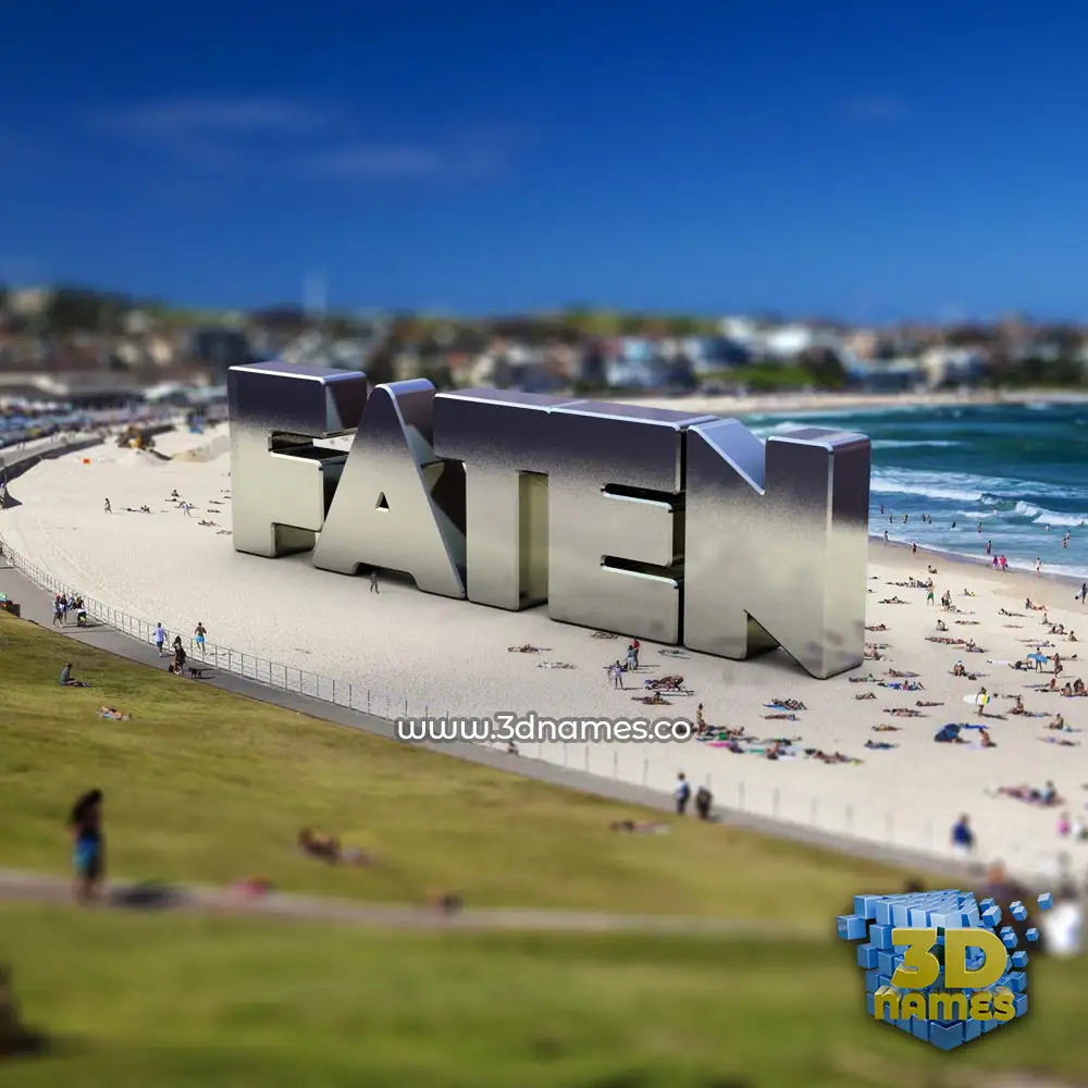 faten in Bondi Beach style - 3D name wallpaper
