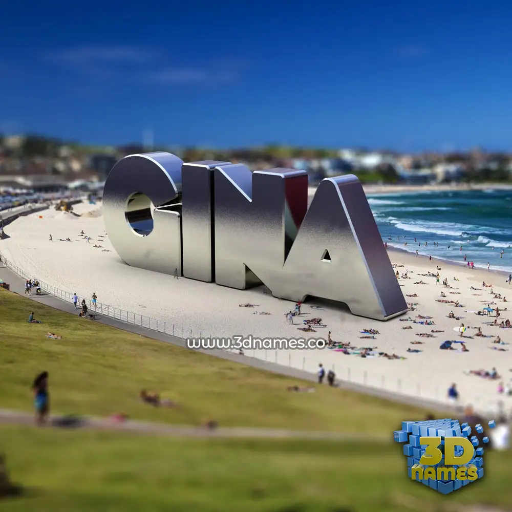 gina in Bondi Beach style - 3D name wallpaper