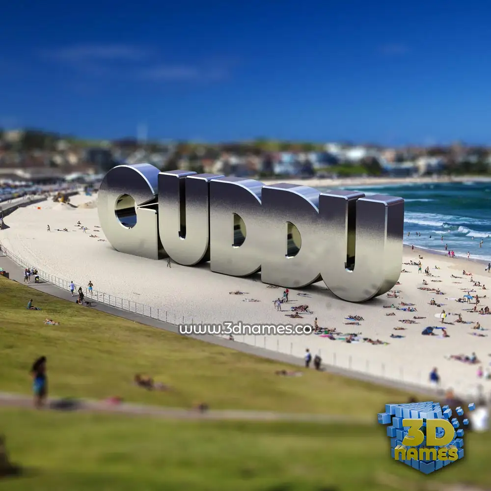 guddu in Bondi Beach style - 3D name wallpaper