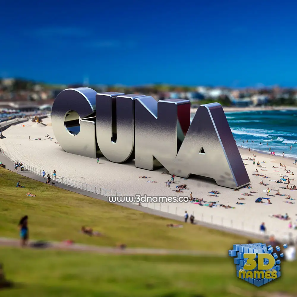 guna in Bondi Beach style - 3D name wallpaper