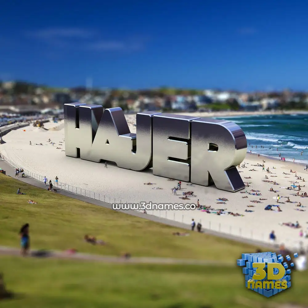 hajer in Bondi Beach style - 3D name wallpaper