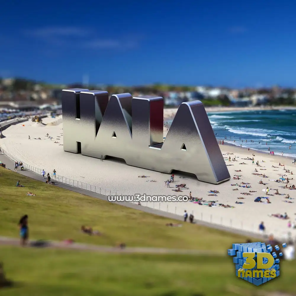 hala in Bondi Beach style - 3D name wallpaper