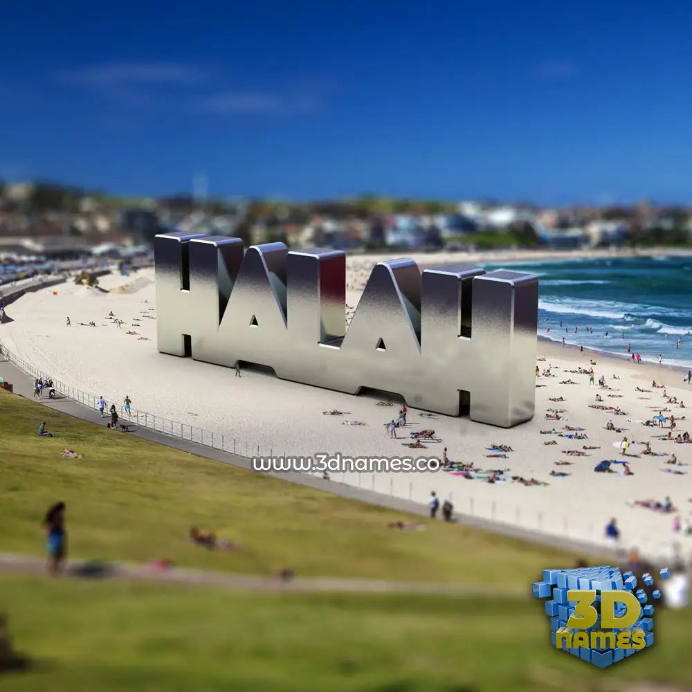 halah in Bondi Beach style - 3D name wallpaper