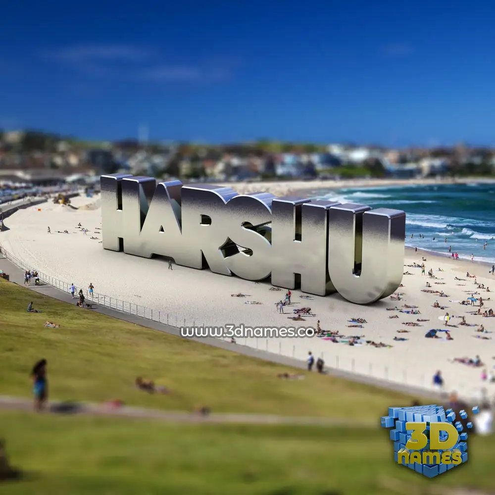 harshu in Bondi Beach style - 3D name wallpaper