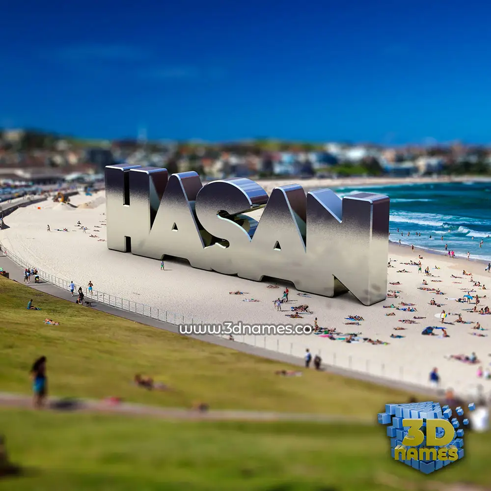 hasan in Bondi Beach style - 3D name wallpaper