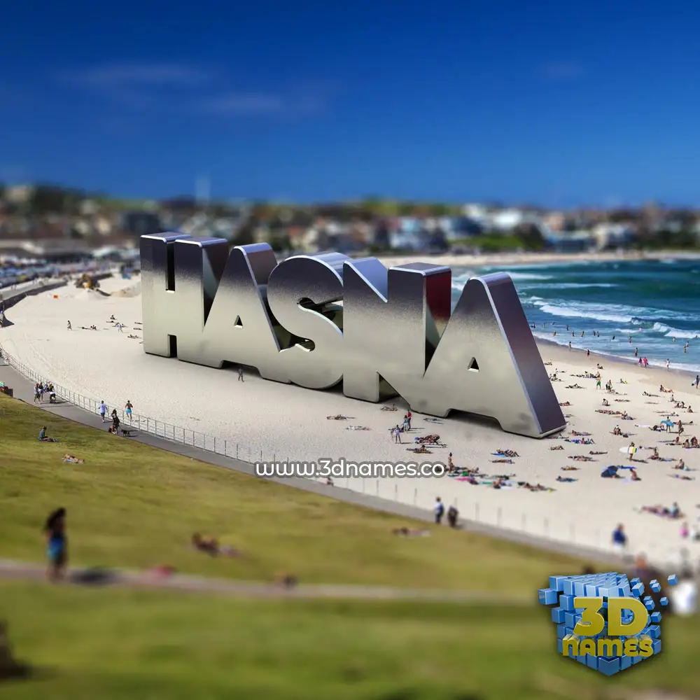 hasna in Bondi Beach style - 3D name wallpaper