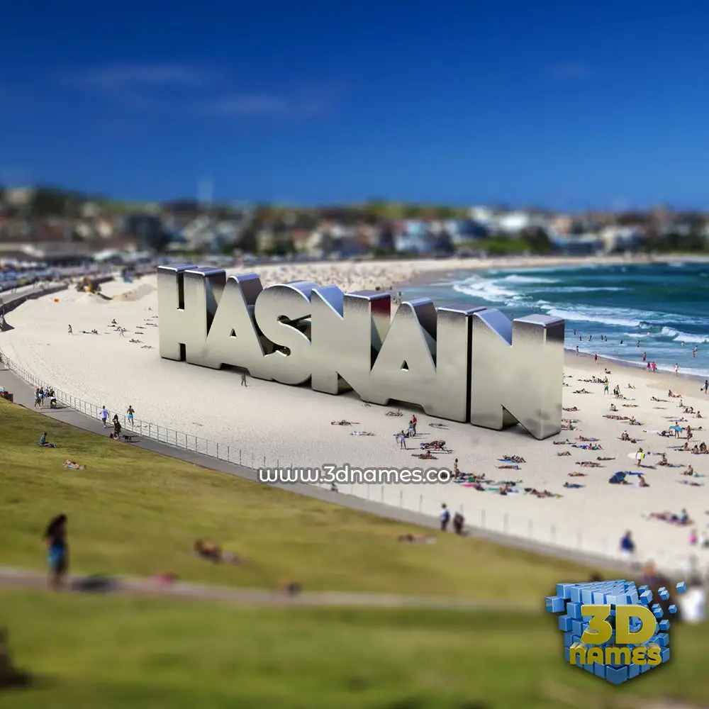 hasnain in Bondi Beach style - 3D name wallpaper