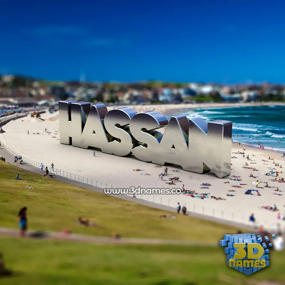 hassan in Bondi Beach style - 3D name wallpaper