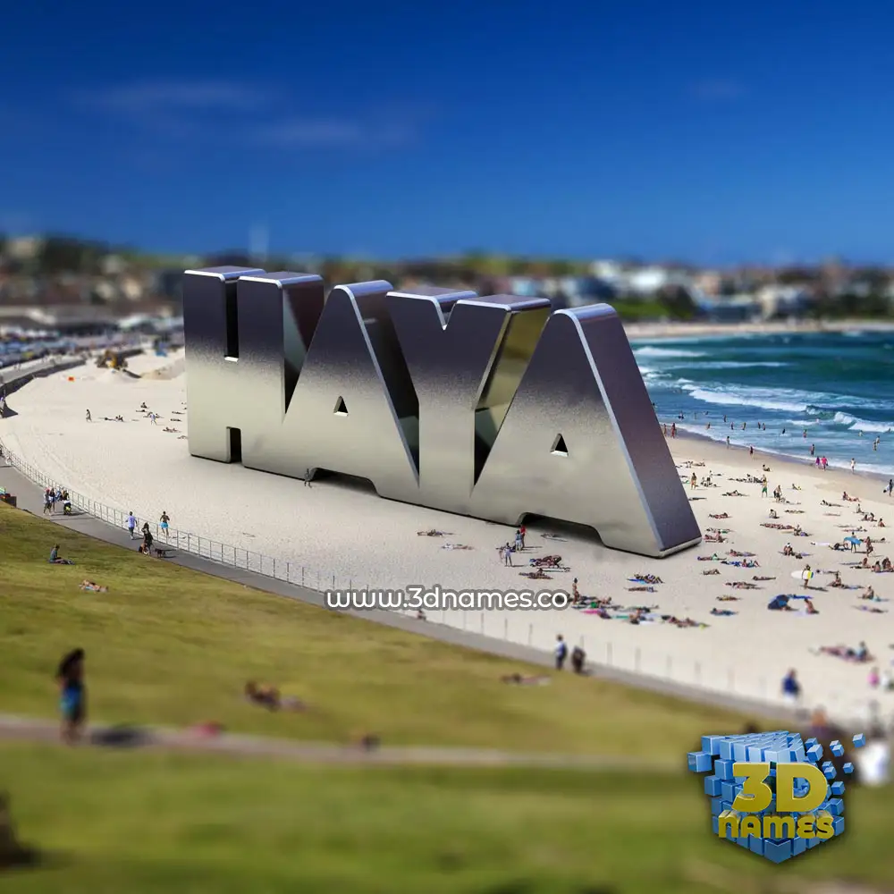 haya in Bondi Beach style - 3D name wallpaper