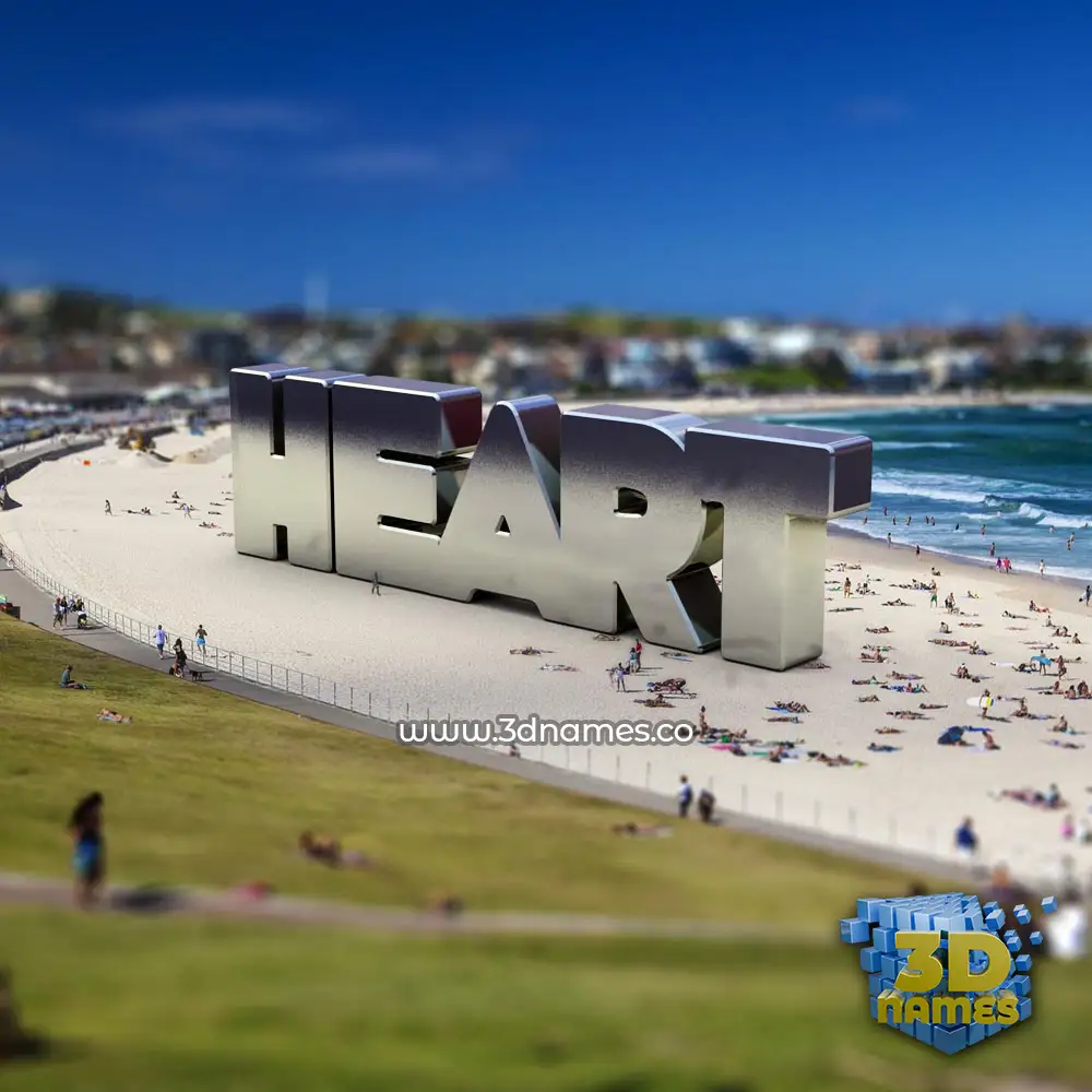 heart in Bondi Beach style - 3D name wallpaper