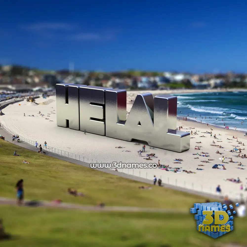 helal in Bondi Beach style - 3D name wallpaper