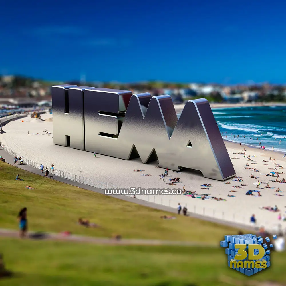 hema in Bondi Beach style - 3D name wallpaper