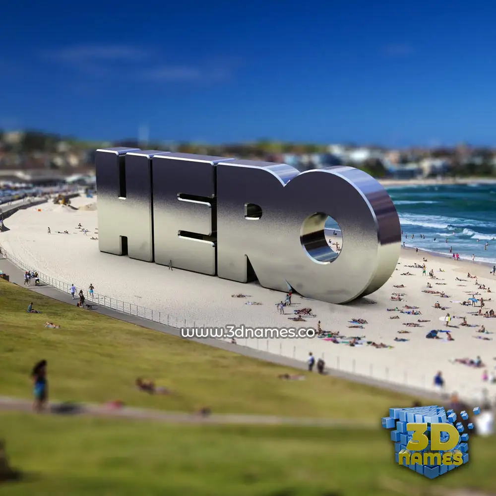 hero in Bondi Beach style - 3D name wallpaper