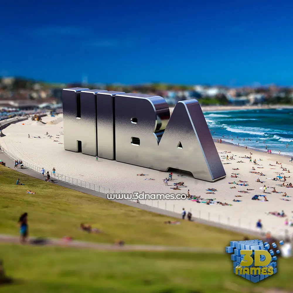 hiba in Bondi Beach style - 3D name wallpaper