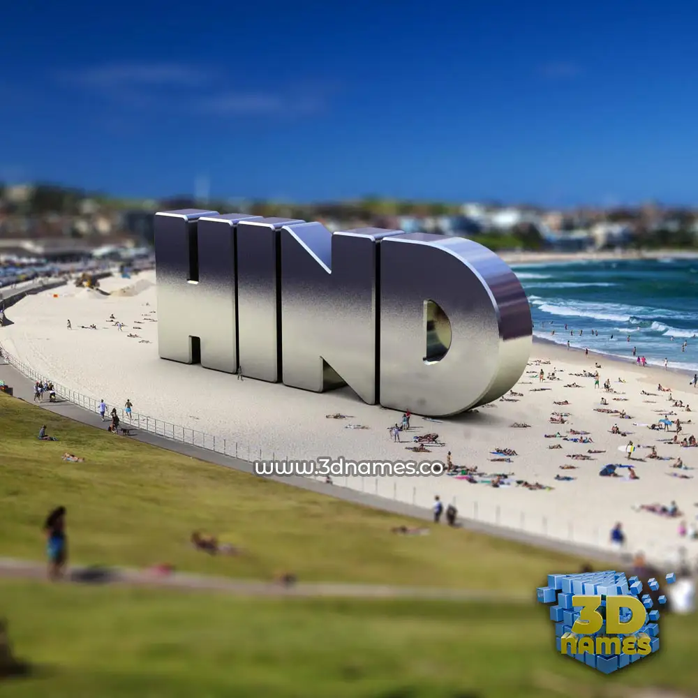 hind in Bondi Beach style - 3D name wallpaper