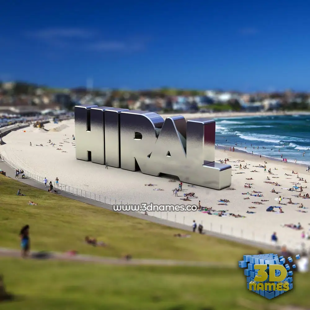 hiral in Bondi Beach style - 3D name wallpaper