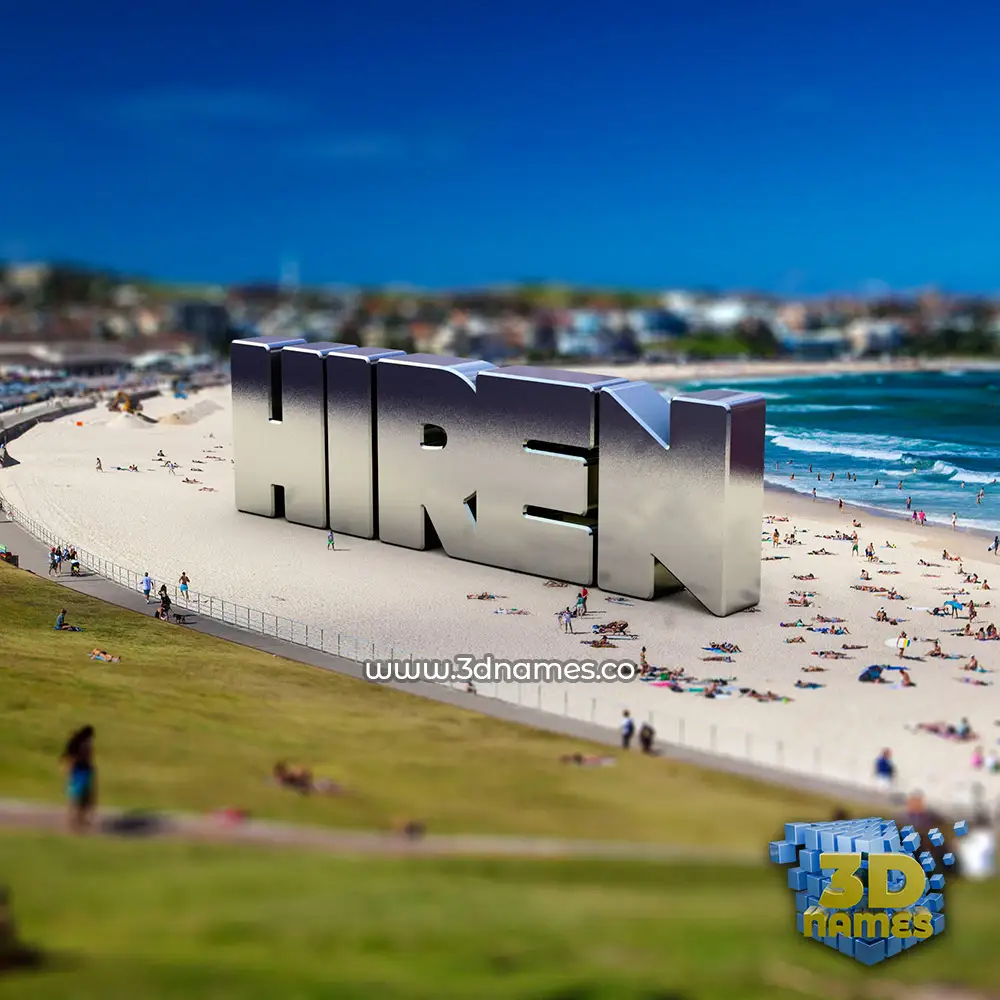 hiren in Bondi Beach style - 3D name wallpaper