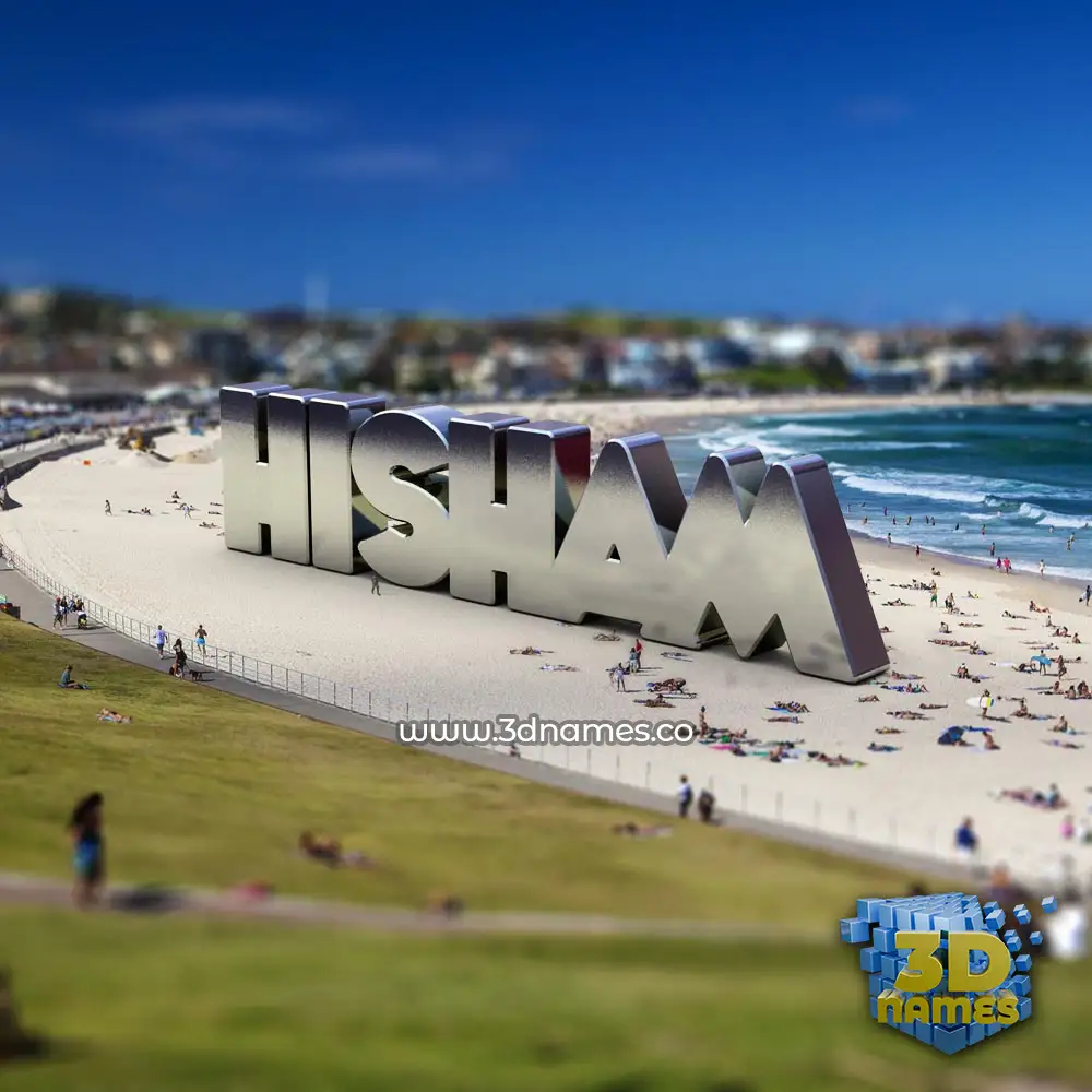 hisham in Bondi Beach style - 3D name wallpaper