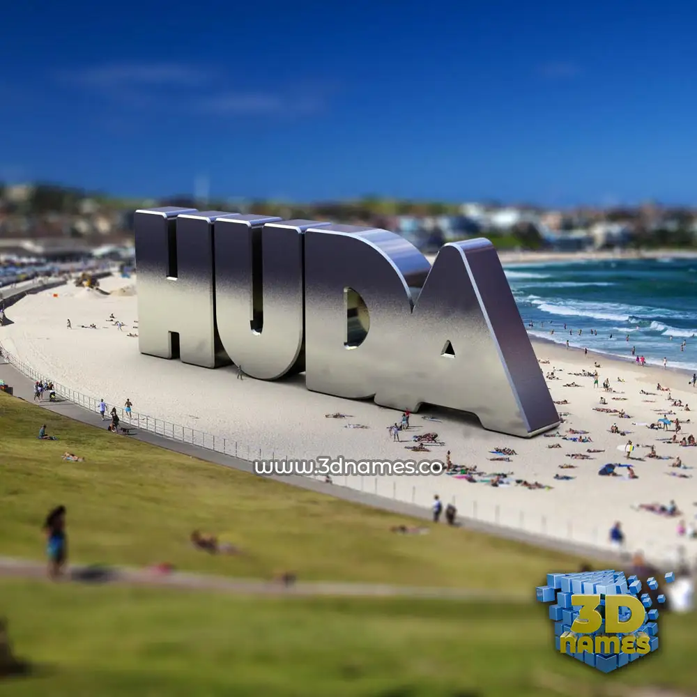 huda in Bondi Beach style - 3D name wallpaper