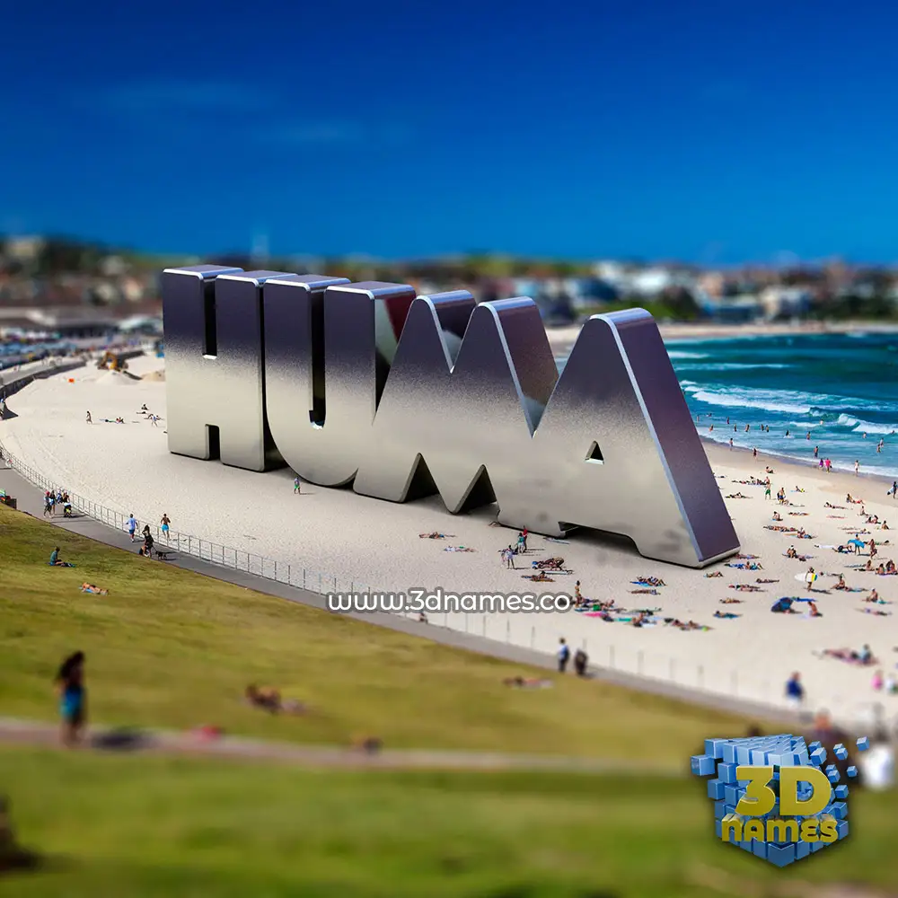 huma in Bondi Beach style - 3D name wallpaper