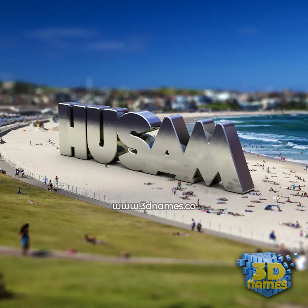 husam in Bondi Beach style - 3D name wallpaper