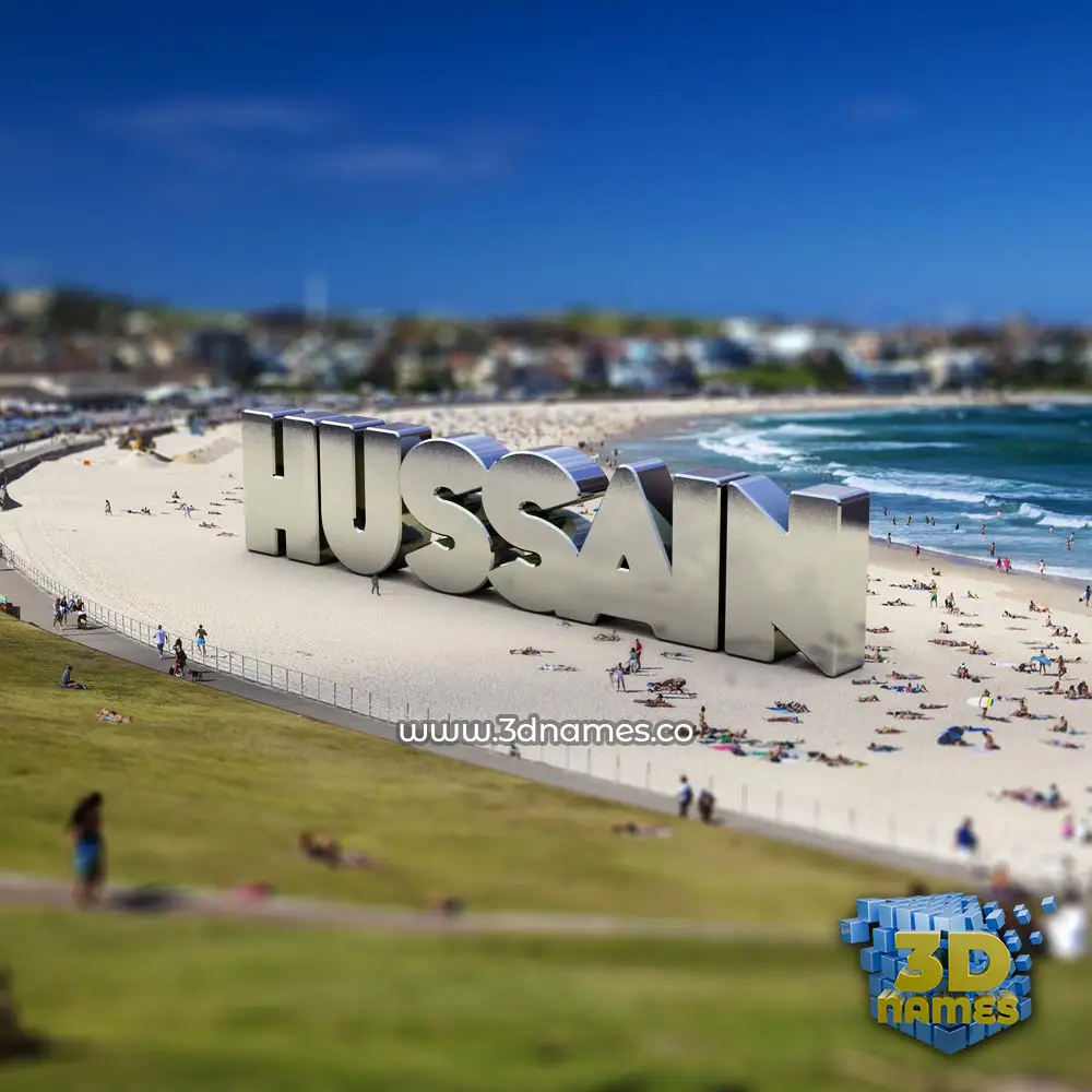 hussain in Bondi Beach style - 3D name wallpaper